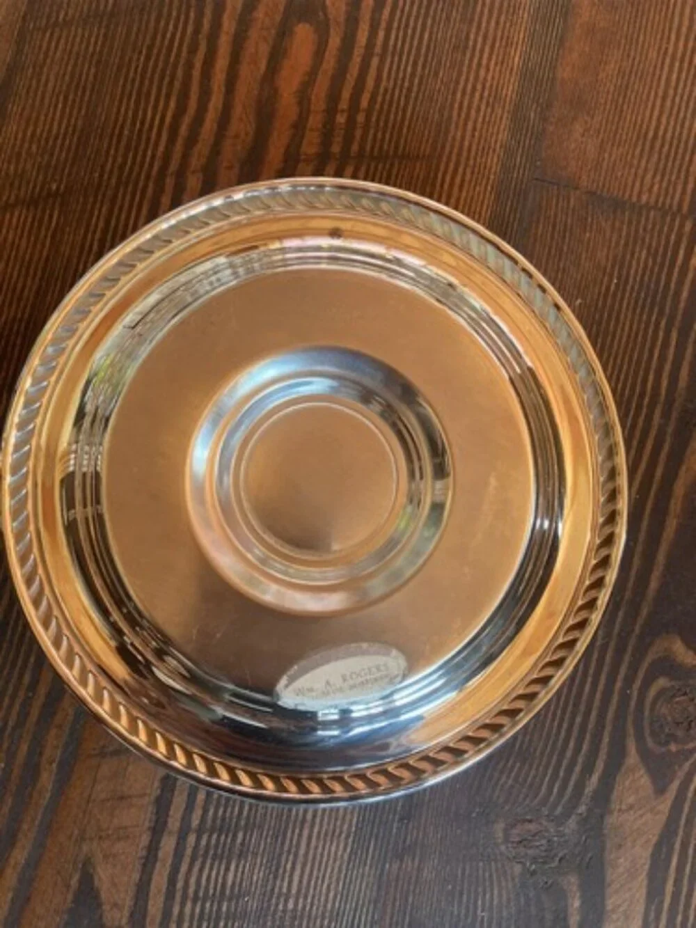 Vintage Wm.A Rogers Silver Plated Dip Bowl with attached saucer Dish